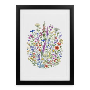 Fleurs sauvages Fleurs Fleurs Jardin botanique naturel - Affiche encadrée (27 × 37 cm) - noir - Devant
