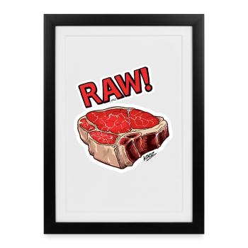 Steak Cartoon  - Framed poster (27 × 37 cm) - black - Front