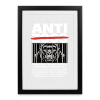 Chemise animal Anti Zoo Gorilla Freedom - Affiche encadrée (27 × 37 cm) - noir - Devant
