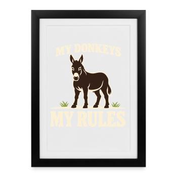Esel-liebhaber Esel Lustiger Esel Bauernhoftier - Gerahmtes Poster (27 × 37 cm) - Schwarz - Vorne