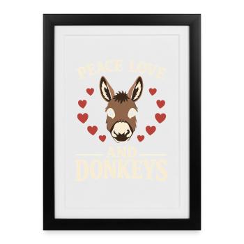 Esel-liebhaber Esel Lustiger Esel Bauernhoftier - Gerahmtes Poster (27 × 37 cm) - Schwarz - Vorne