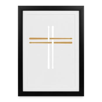 Batterie, batteur Baguettes - Affiche encadrée (27 × 37 cm) - noir - Devant