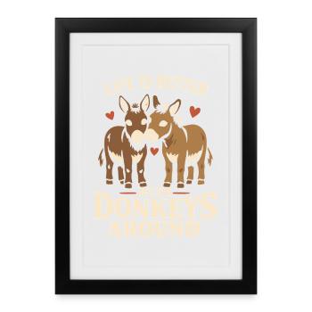 Esel-liebhaber Esel Lustiger Esel Bauernhoftier - Gerahmtes Poster (27 × 37 cm) - Schwarz - Vorne