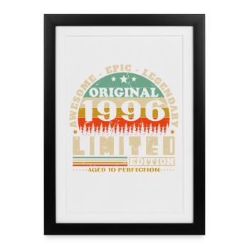 1996 Vintage Cadeau D'anniversaire Homme Femme - Affiche encadrée (27 × 37 cm) - noir - Devant