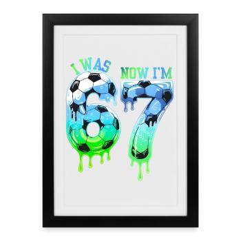 7th Birthday Soccer Shirt I was 6 Now Im 7 years - Affiche encadrée (27 × 37 cm) - noir - Devant