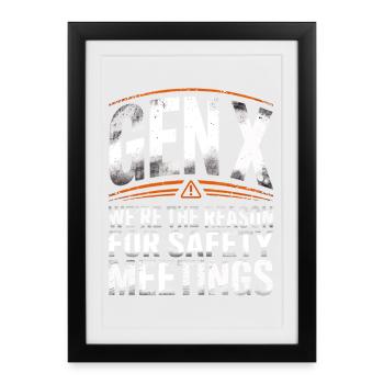 Réunions de sécurité de la génération X disant - Affiche encadrée (27 × 37 cm) - noir - Devant