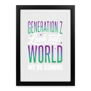 Monde de la Génération Z - Affiche encadrée (27 × 37 cm) - noir - Devant