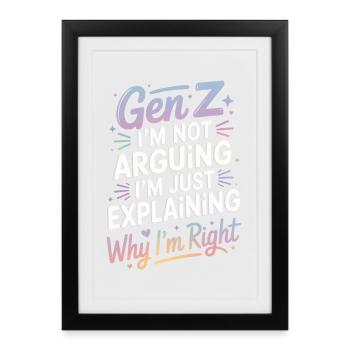 Droit de la génération Z : Expliquer avec humour - Affiche encadrée (27 × 37 cm) - noir - Devant