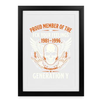 Ailes de crâne de la génération Y 1981-1996 - Affiche encadrée (27 × 37 cm) - noir - Devant