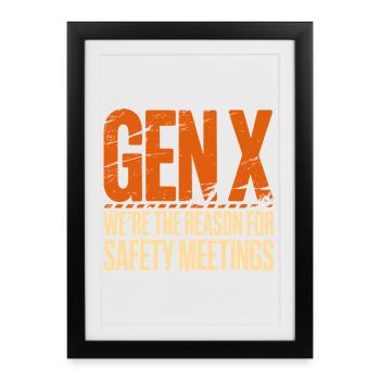 Génération X : Raison des réunions de sécurité - Affiche encadrée (27 × 37 cm) - noir - Devant