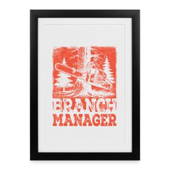 Directeur de succursale Forêt des bûcherons à tronçonneuse - Affiche encadrée (27 × 37 cm) - noir - Devant