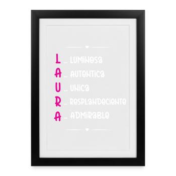 Laura Nom personnalisé - Affiche encadrée (27 × 37 cm) - noir - Devant