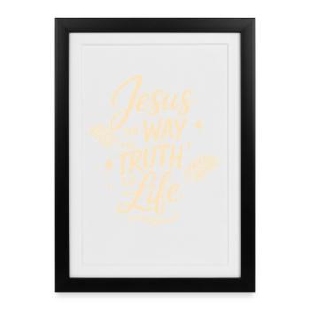 Verset biblique de Jésus, La voie de la vérité, la vie - Affiche encadrée (27 × 37 cm) - noir - Devant
