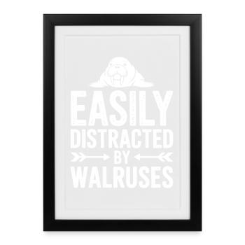 Paroles sur les morses Cadeau drôle de morse - Affiche encadrée (27 × 37 cm) - noir - Devant