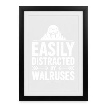 Paroles sur les morses Cadeau drôle de morse - Affiche encadrée (27 × 37 cm) - noir - Devant