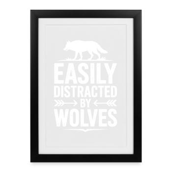 Paroles de loups, drôle de cadeau de loup - Affiche encadrée (27 × 37 cm) - noir - Devant