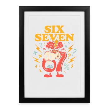 Six Seven 67 Italian Brainrot Nerd Humour Drôle - Affiche encadrée (27 × 37 cm) - noir - Devant