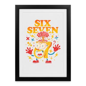 Six Seven 67 Italian Brainrot Nerd Humour Drôle - Affiche encadrée (27 × 37 cm) - noir - Devant