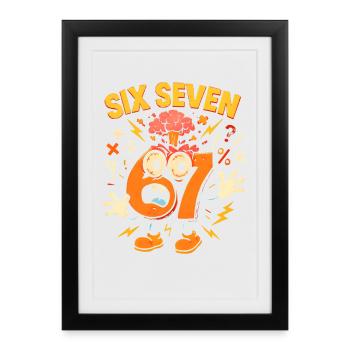 Six Seven 67 Italian Brainrot Nerd Humour Drôle - Affiche encadrée (27 × 37 cm) - noir - Devant