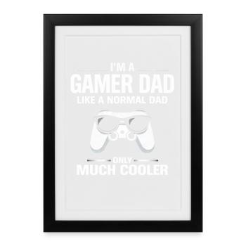 Gamer Dad – Viel cooler - Gerahmtes Poster (27 × 37 cm) - Schwarz - Vorne