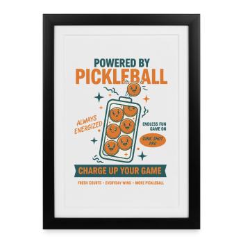 Pickleball propulsé par Joueur drôle de Pickleball - Affiche encadrée (27 × 37 cm) - noir - Devant
