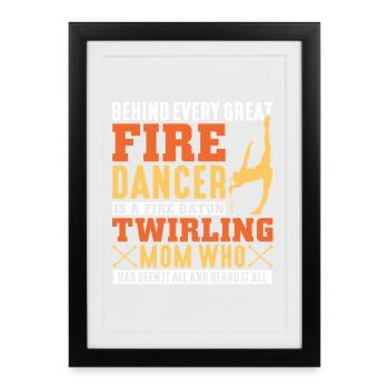 Dancing Vortex Dance School Fire Stick Dancer - Framed poster (27 × 37 cm) - black - Front