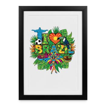 J’adore les vacances au Brésil - Affiche encadrée (27 × 37 cm) - noir - Devant