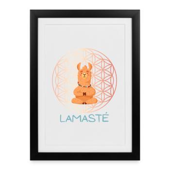 Lamasté – Lustiges Yoga Geschenk Spirituell - Gerahmtes Poster (27 × 37 cm) - Schwarz - Vorne