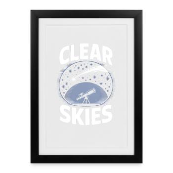 Clear Skies Telescope Stargazer - Framed poster (27 × 37 cm) - black - Front