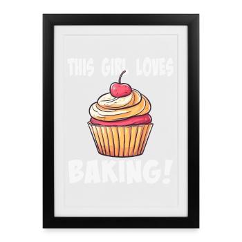 Cette fille adore la pâtisserie - Affiche encadrée (27 × 37 cm) - noir - Devant