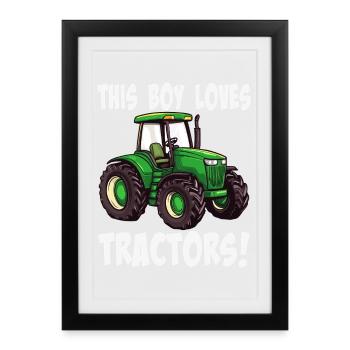This Boy Loves Tractors - Framed poster (27 × 37 cm) - black - Front