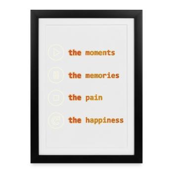 Pleine conscience, moments, souvenirs, bonheur - Affiche encadrée (27 × 37 cm) - noir - Devant