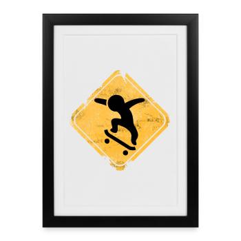 Skateboard Sign Vintage - Framed poster (27 × 37 cm) - black - Front