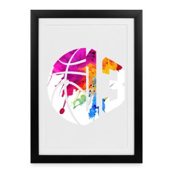 NON. 13 NUMÉRO 13 BASKET 13E ANNIVERSAIRE - Affiche encadrée (27 × 37 cm) - noir - Devant