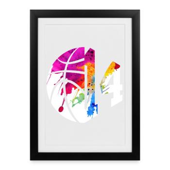 NO. 14 NUMBER 14 BASKETBALL 14TH BIRTHDAY - Framed poster (27 × 37 cm) - black - Front