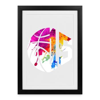 NON. 15 NUMÉRO 15 BASKETBALL 15E ANNIVERSAIRE - Affiche encadrée (27 × 37 cm) - noir - Devant