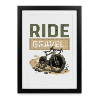 Aventure à vélo de gravier - Affiche encadrée (27 × 37 cm) - noir - Devant