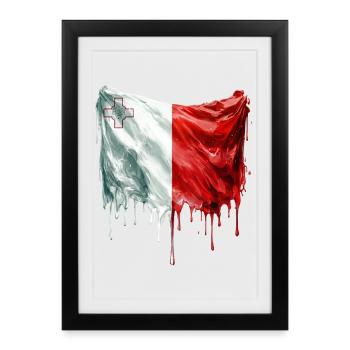Peinture colorée du drapeau maltais - Affiche encadrée (27 × 37 cm) - noir - Devant