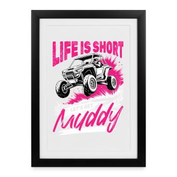 UTV Fille tout-terrain Femme 4 roues côte à côte - Affiche encadrée (27 × 37 cm) - noir - Devant