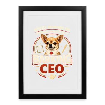 Assistent vom bellenden Chef | Chihuahua Büro - Framed poster (27 × 37 cm) - black - Front