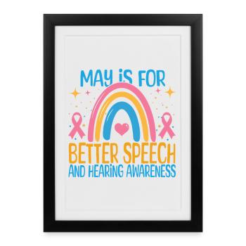 Mai est pour une meilleure prise de conscience de la parole et de l’audition - Affiche encadrée (27 × 37 cm) - noir - Devant