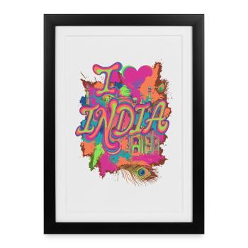 J’aime l’Inde Taj Mahal - Affiche encadrée (27 × 37 cm) - noir - Devant