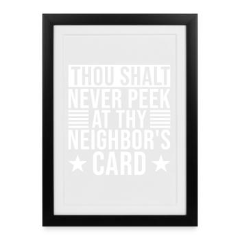 Bingo Player Never Peek Neighbor ́s Card Bingo - Framed poster (27 × 37 cm) - black - Front