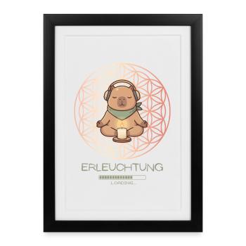 Chargement de l’illumination – Cadeau amusant de yoga capybara - Affiche encadrée (27 × 37 cm) - noir - Devant