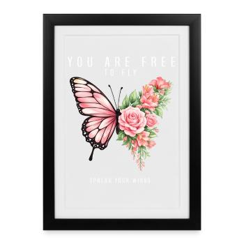 Inspiring butterfly fan graphic - Framed poster (27 × 37 cm) - black - Front