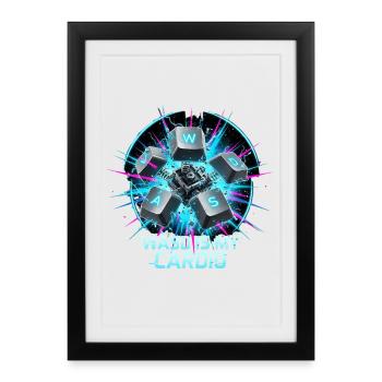 Clavier de jeu drôle WASD Mon Cardio Gamer - Affiche encadrée (27 × 37 cm) - noir - Devant