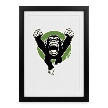 Roaring Chimp Bold Fist Art - Framed poster (27 × 37 cm) - black - Front
