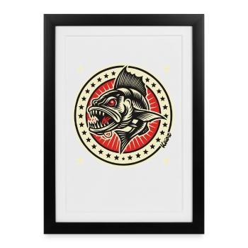 Barracuda Badge Emblem - Framed poster (27 × 37 cm) - black - Front