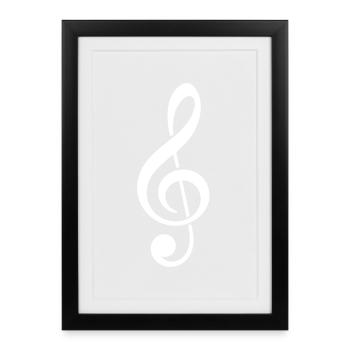 Musique style Clef Icon Love - Affiche encadrée (27 × 37 cm) - noir - Devant