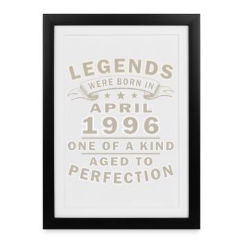 Légendes nées en avril 1996 - Affiche encadrée (27 × 37 cm) - noir - Devant